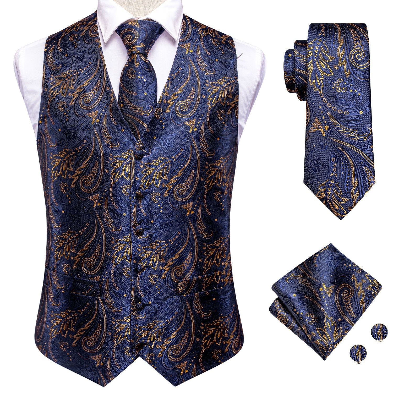 GentCrest Blue Paisley Vest Set - Image 5