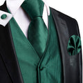 Emerald Green Solid Jacquard Vest Set - GentCrest
