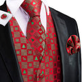 Christmas Red Green Deer Novelty Jacquard Vest Set - GentCrest