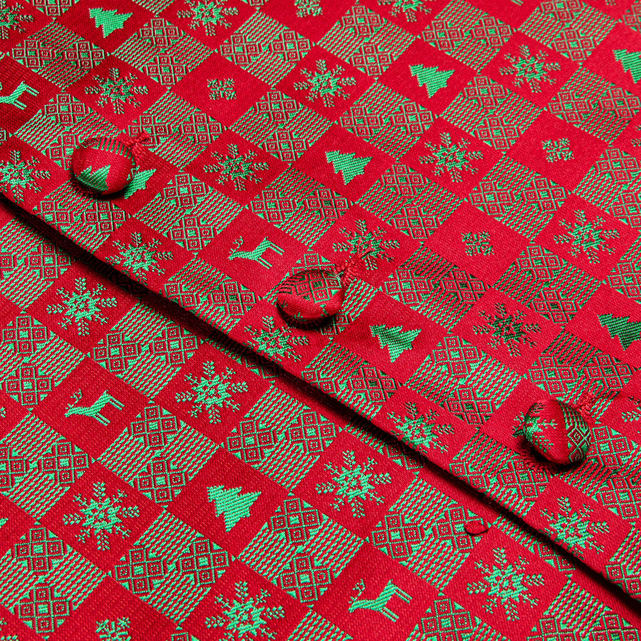 Christmas Red Green Deer Novelty Jacquard Vest Set - GentCrest - View 5