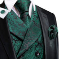 Dark Green Paisley Jacquard Vest Set - GentCrest