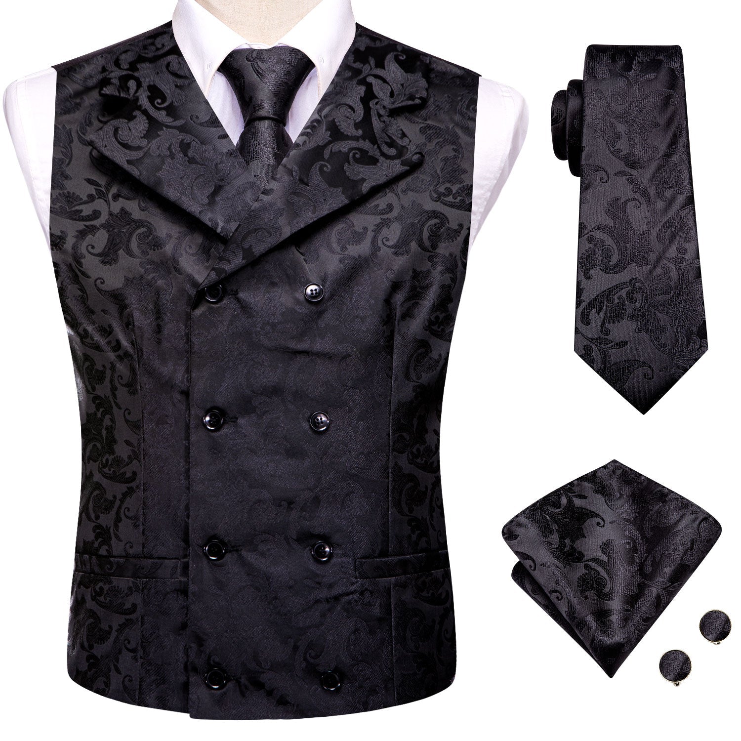 GentCrest Black Paisley Vest Set - Image 5