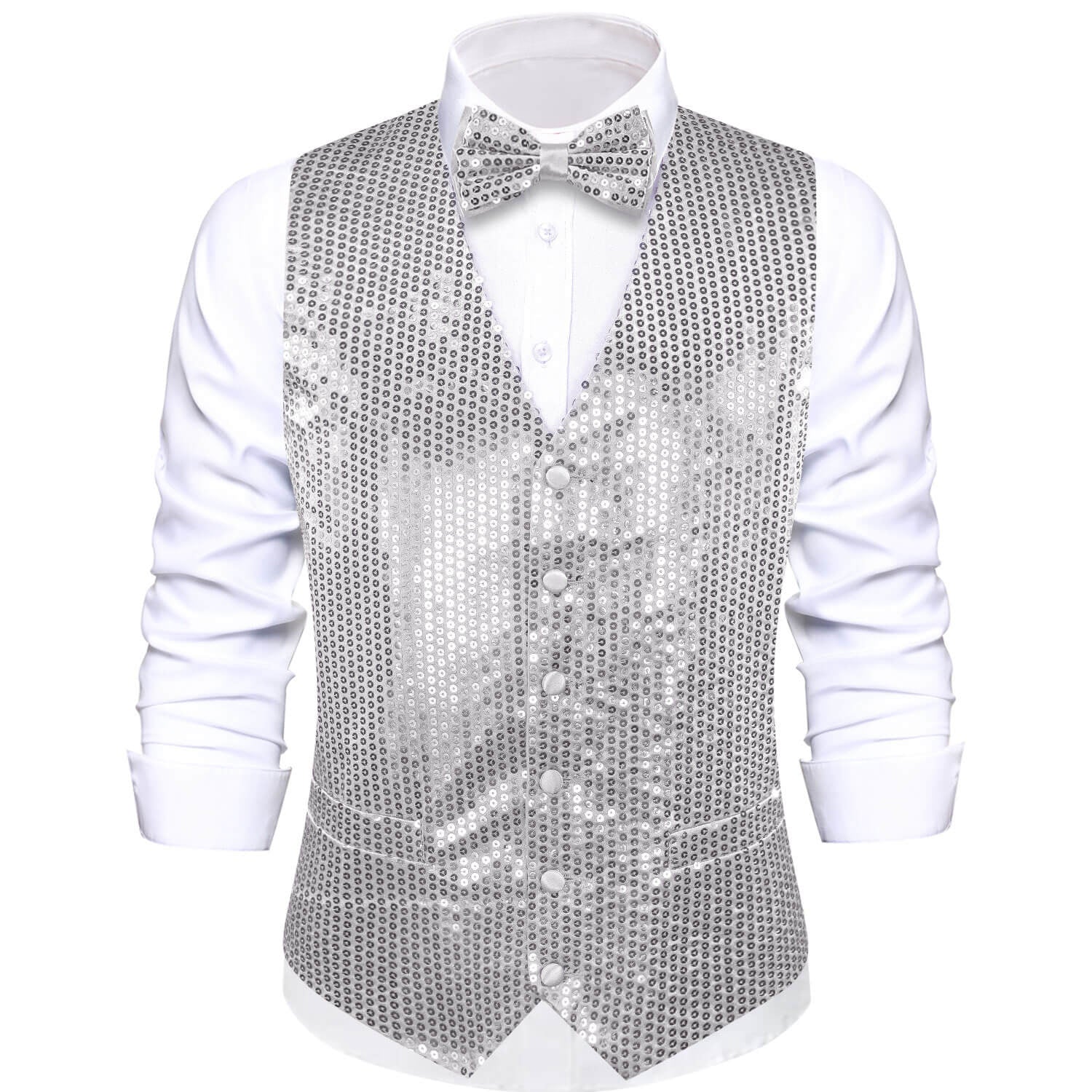 GentCrest Grey Sequin Vest Set - Image 1