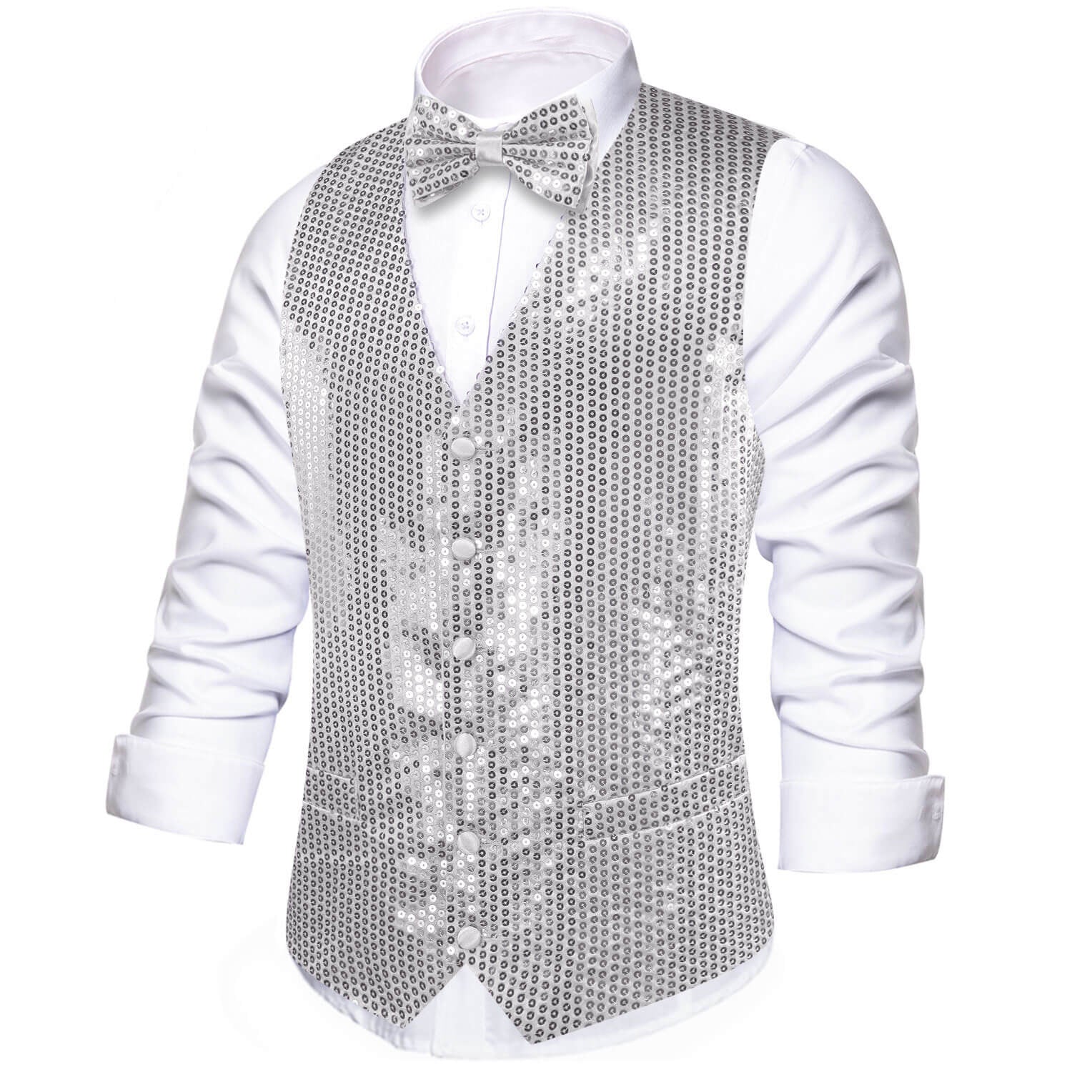 GentCrest Grey Sequin Vest Set - Image 2