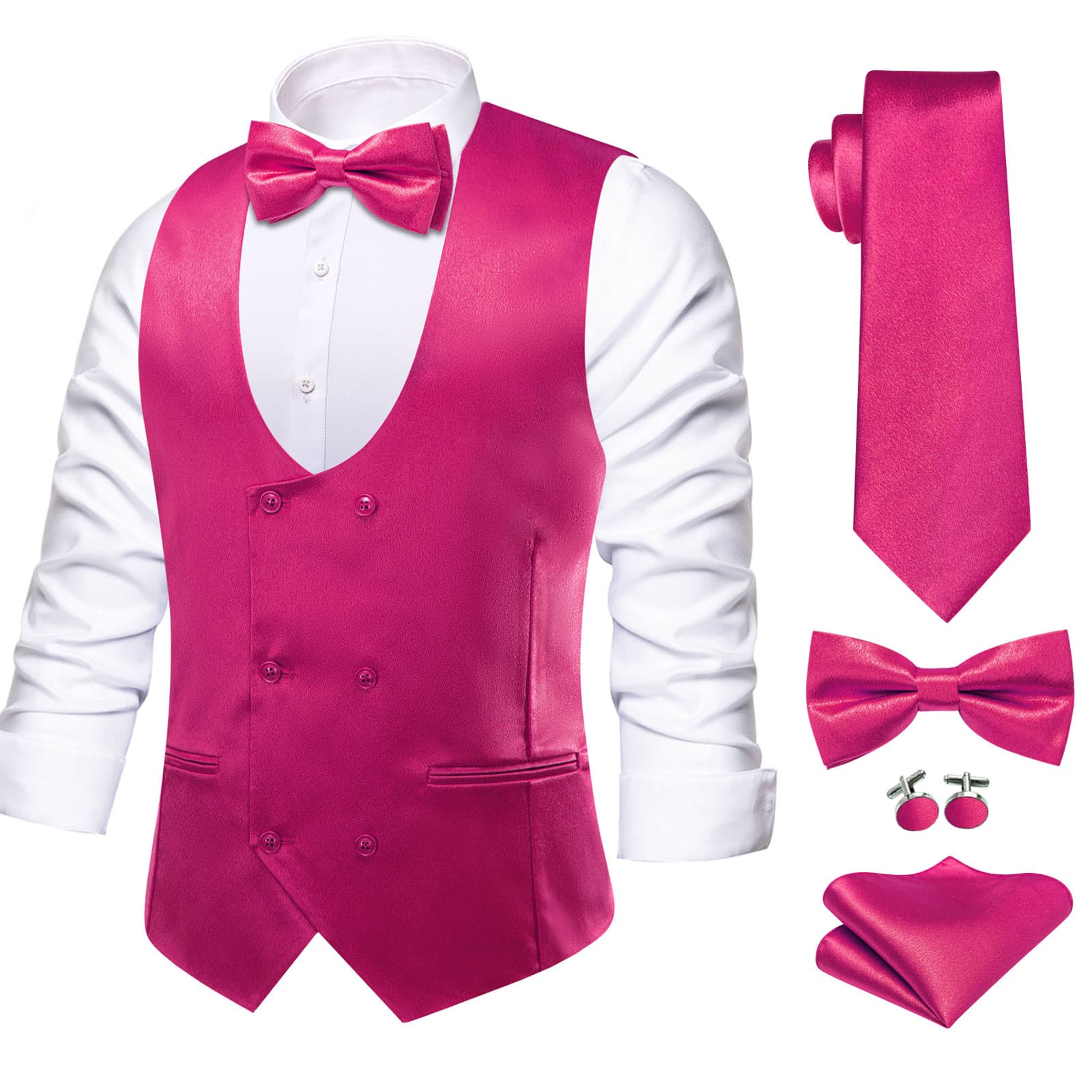 GentCrest Pink Solid Vest Set - Image 1
