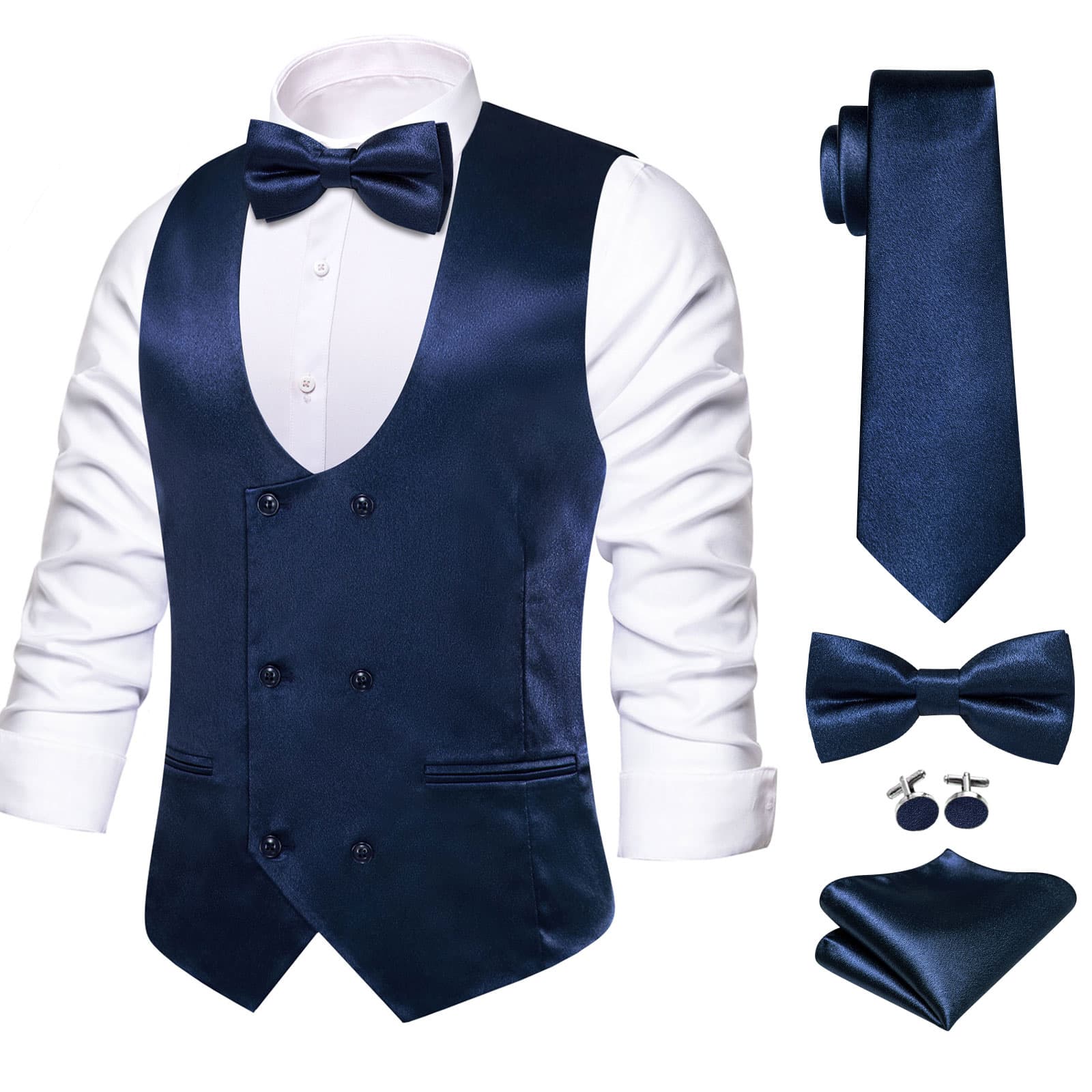 GentCrest Blue Solid Vest Set - Image 1