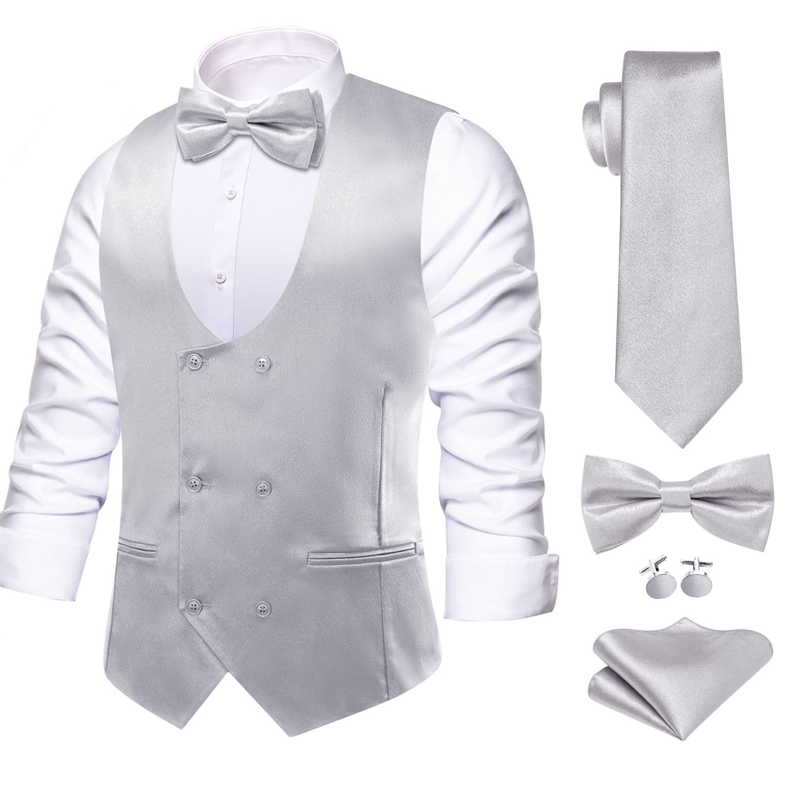 GentCrest Grey Solid Vest Set - Image 1