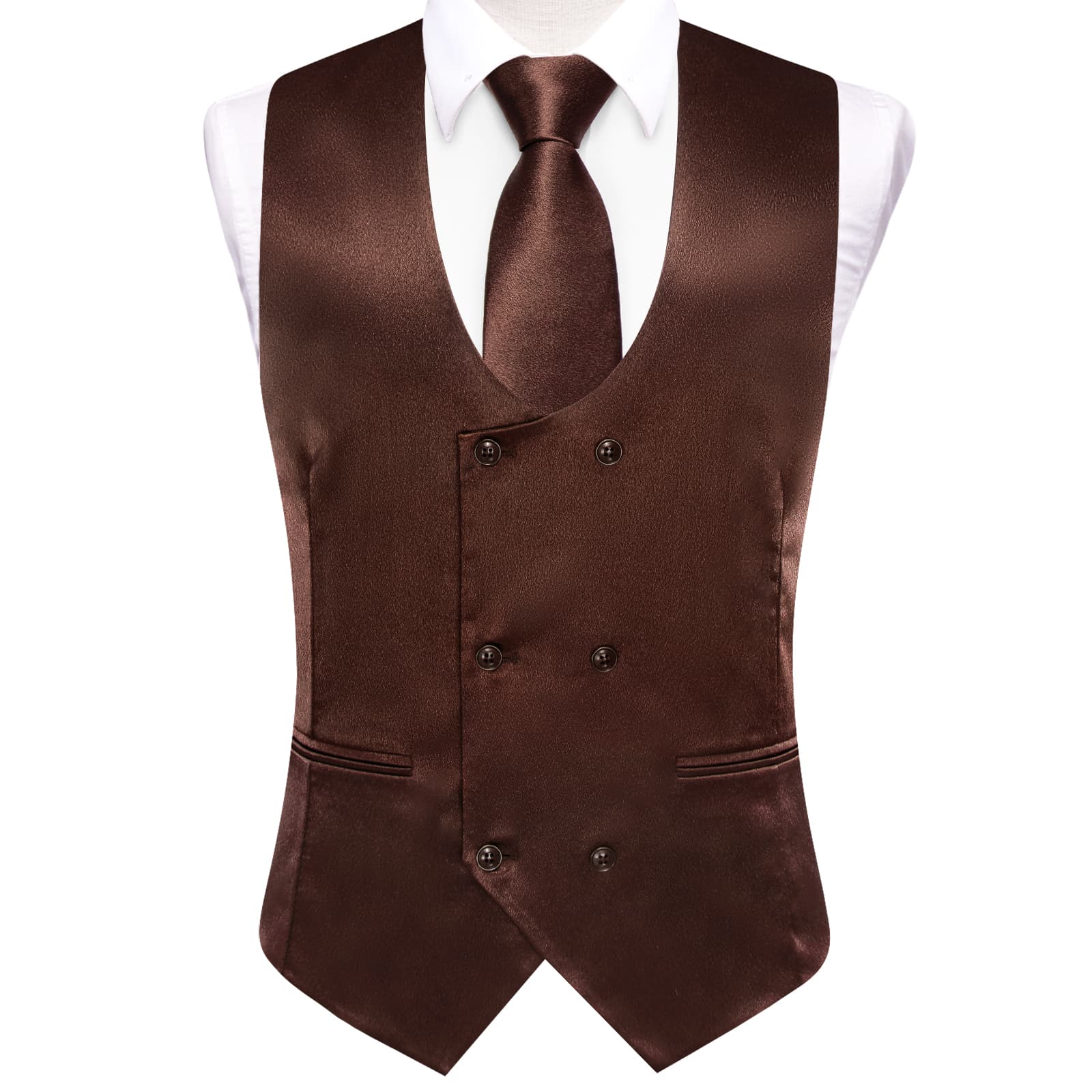 GentCrest Brown Solid Vest Set - Image 3