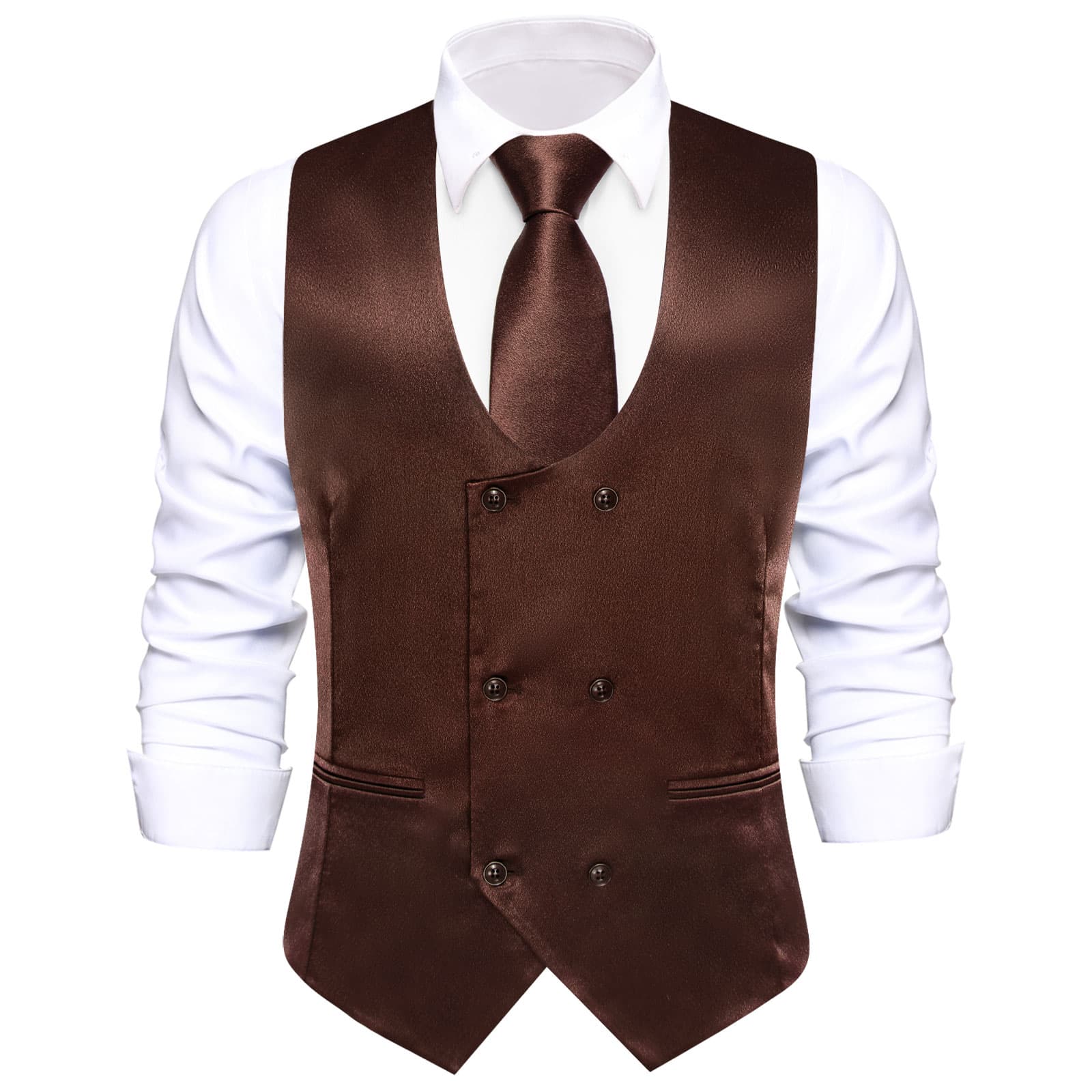 GentCrest Brown Solid Vest Set - Image 4