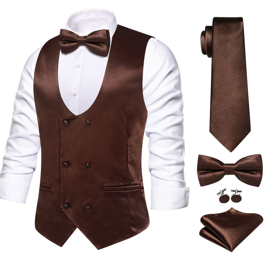 GentCrest Brown Solid Vest Set - Image 1