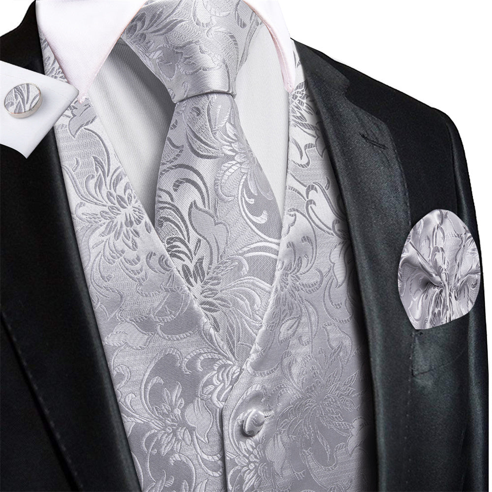 GentCrest Silver Floral Vest Set - Image 1