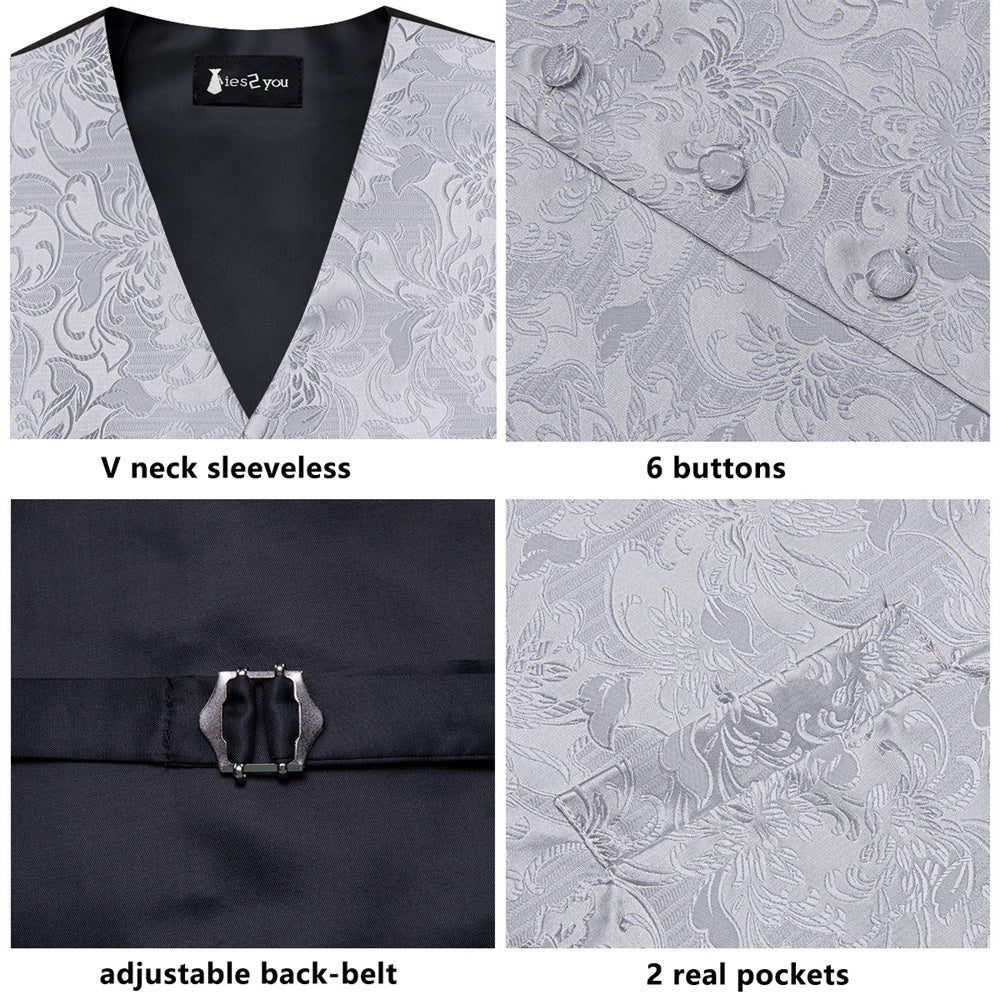 GentCrest Silver Floral Vest Set - Image 3