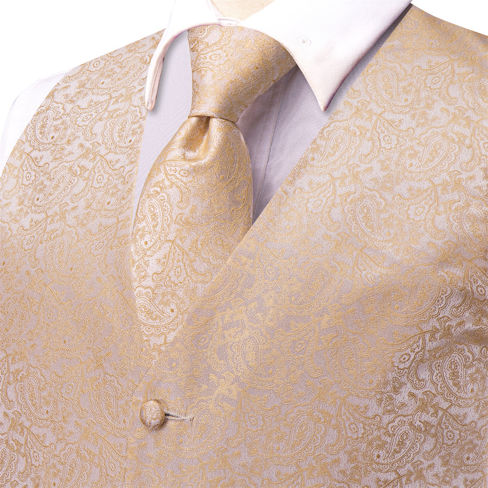 GentCrest Champagne Paisley Vest Set - Image 3