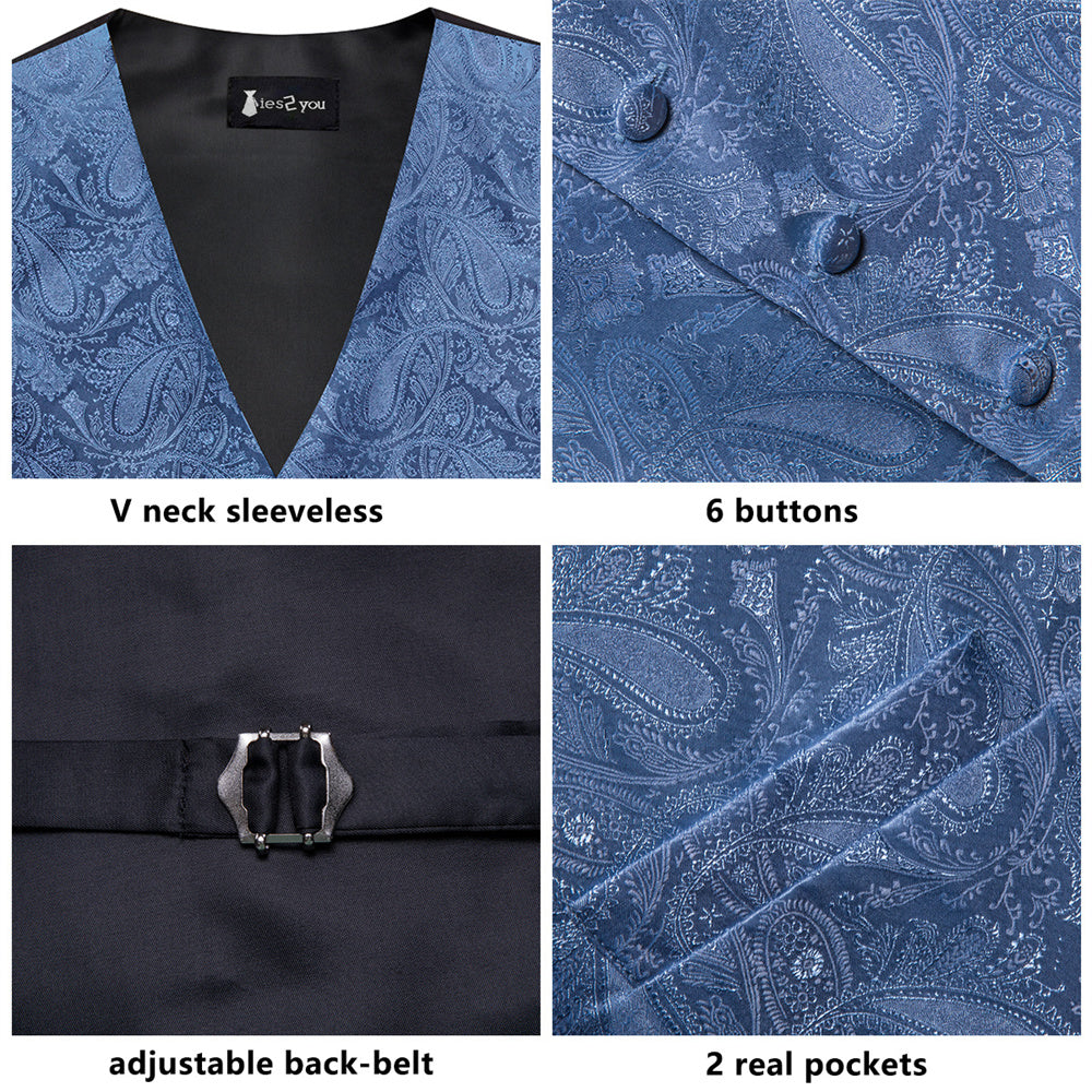 GentCrest Blue Paisley Vest Set - Image 4