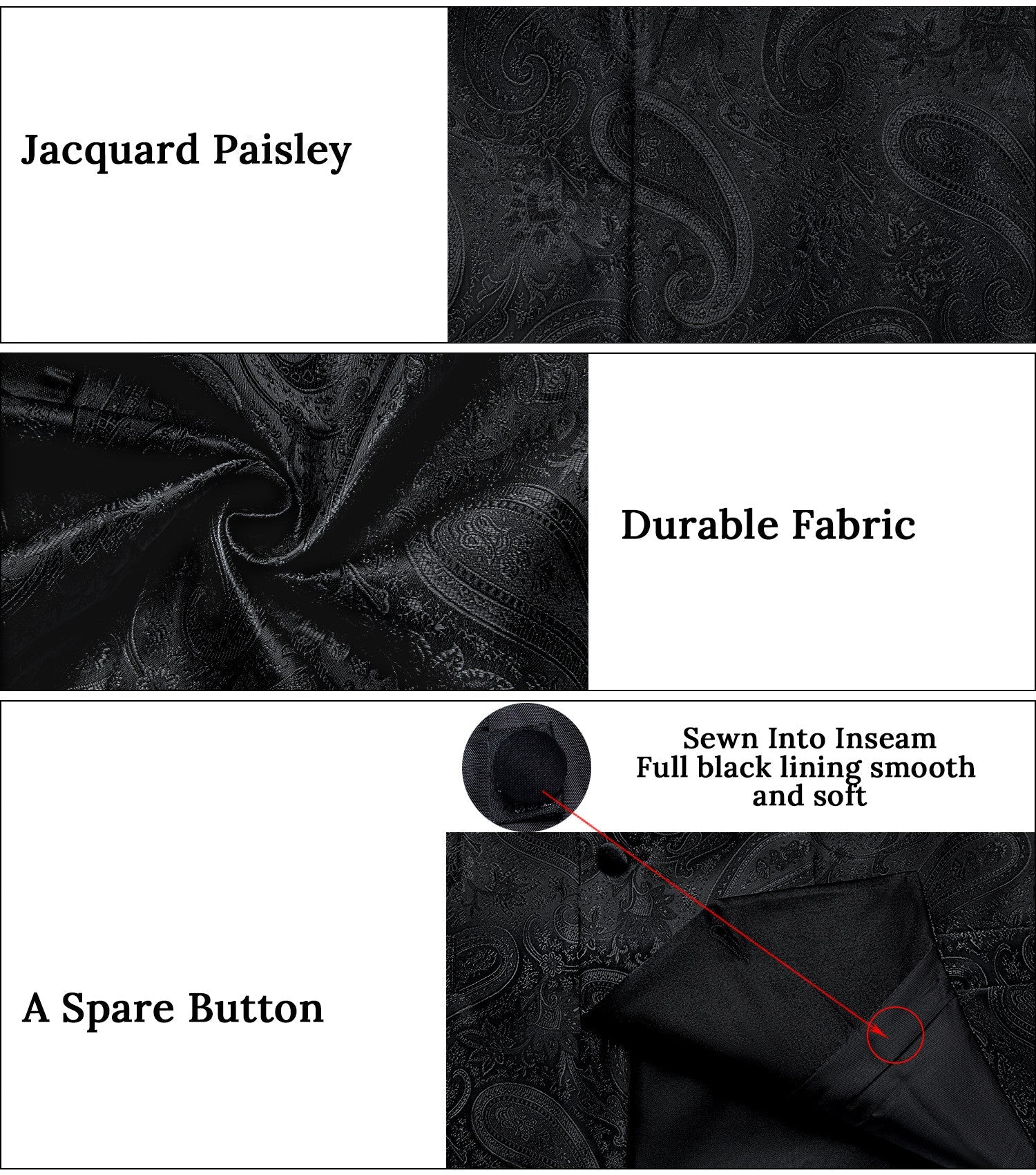 GentCrest Black Paisley Vest Set - Image 4