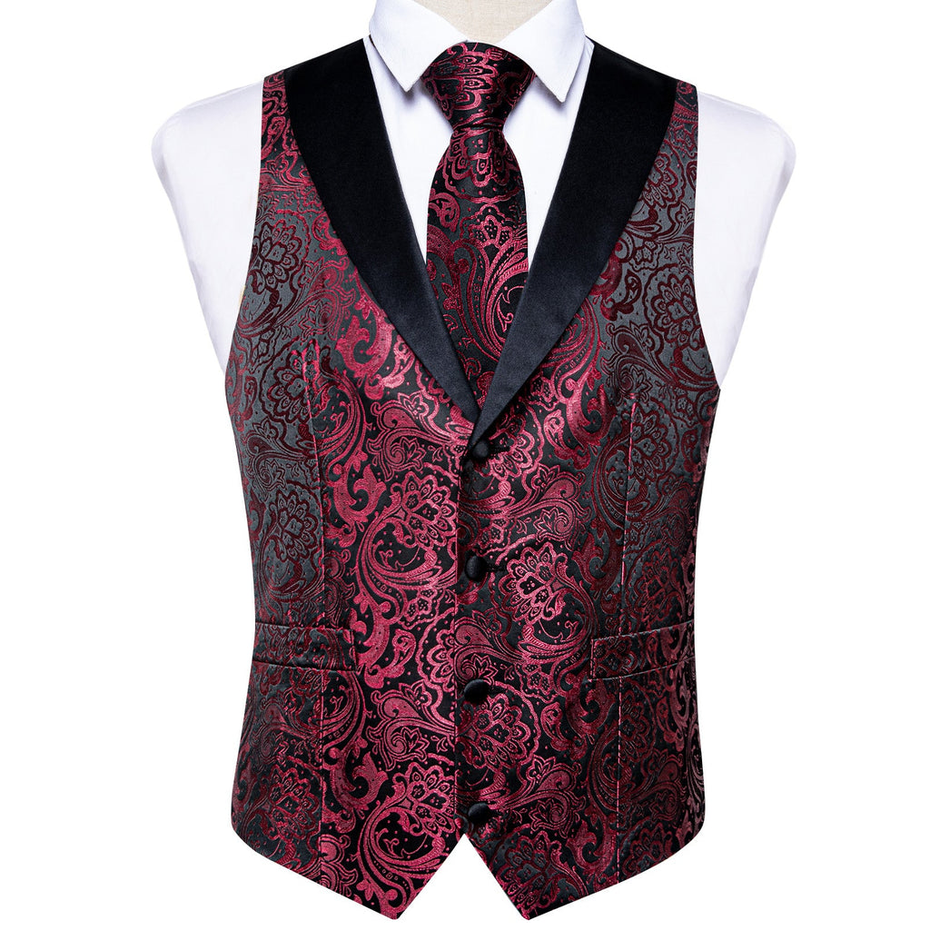 GentCrest Burgundy Floral Vest Set - Image 1