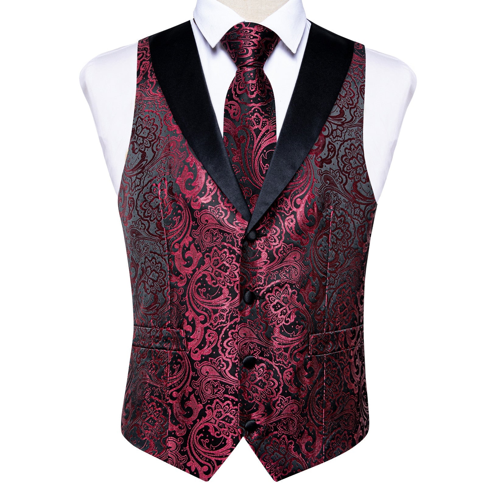 GentCrest Burgundy Floral Vest Set - Image 1