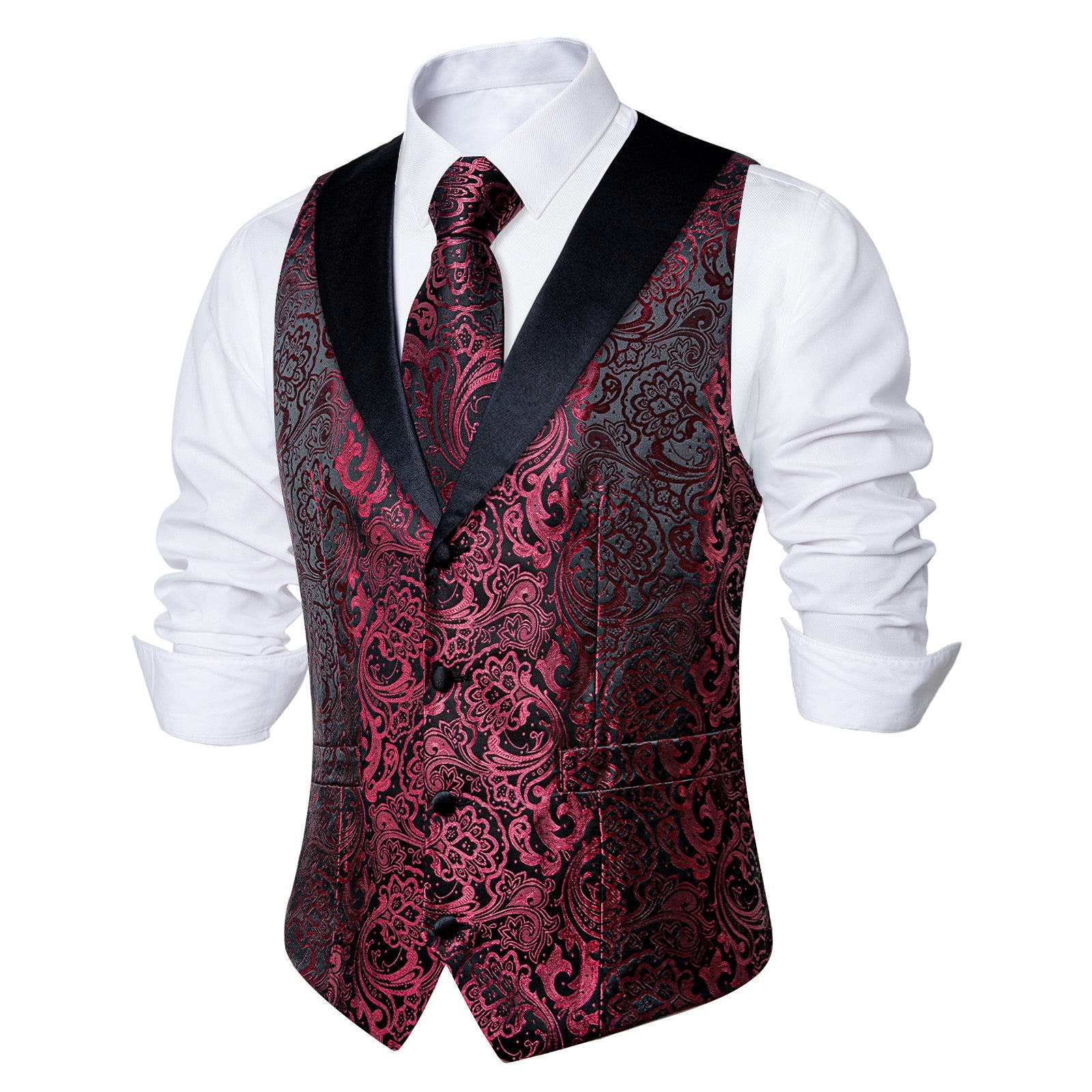 GentCrest Burgundy Floral Vest Set - Image 2