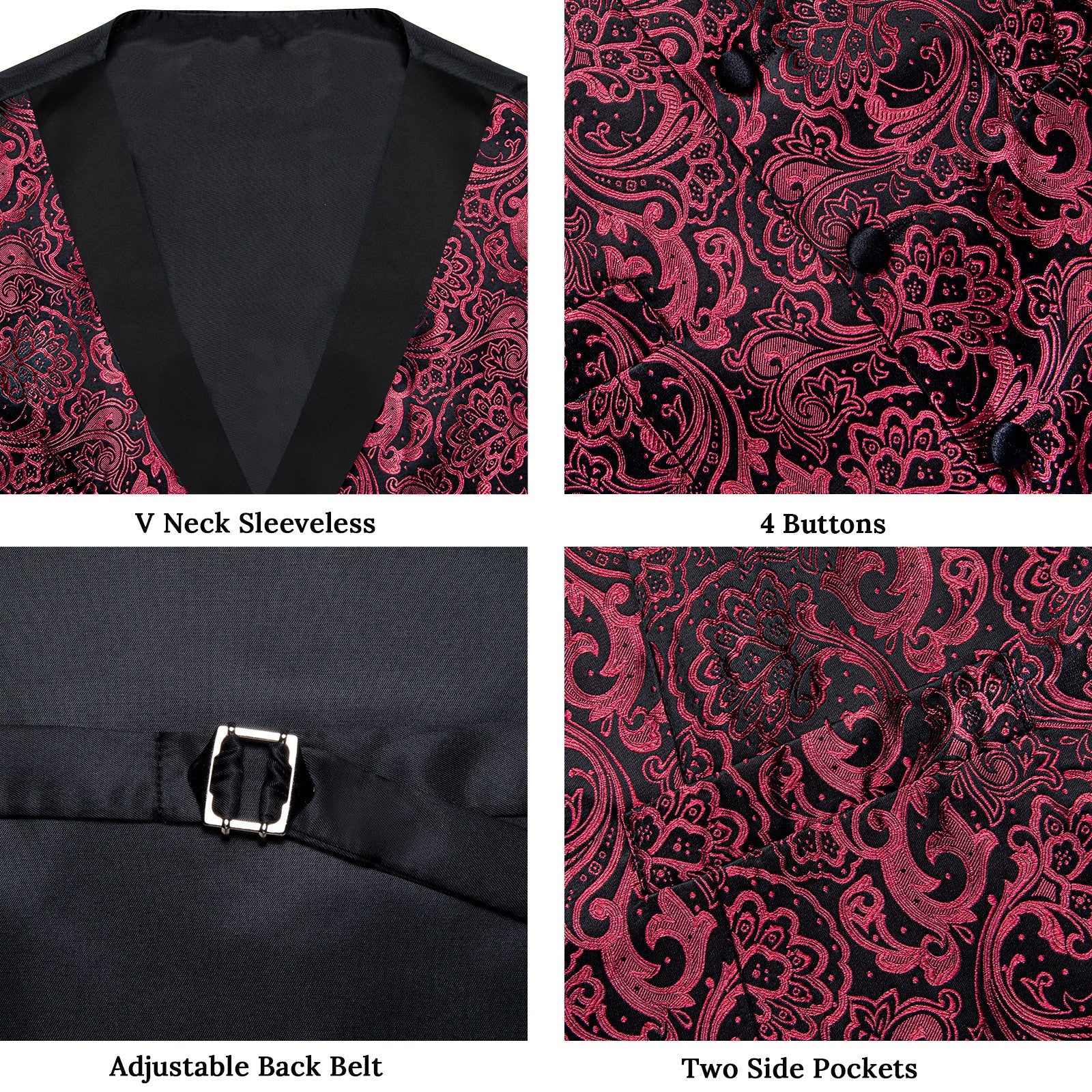 GentCrest Burgundy Floral Vest Set - Image 3