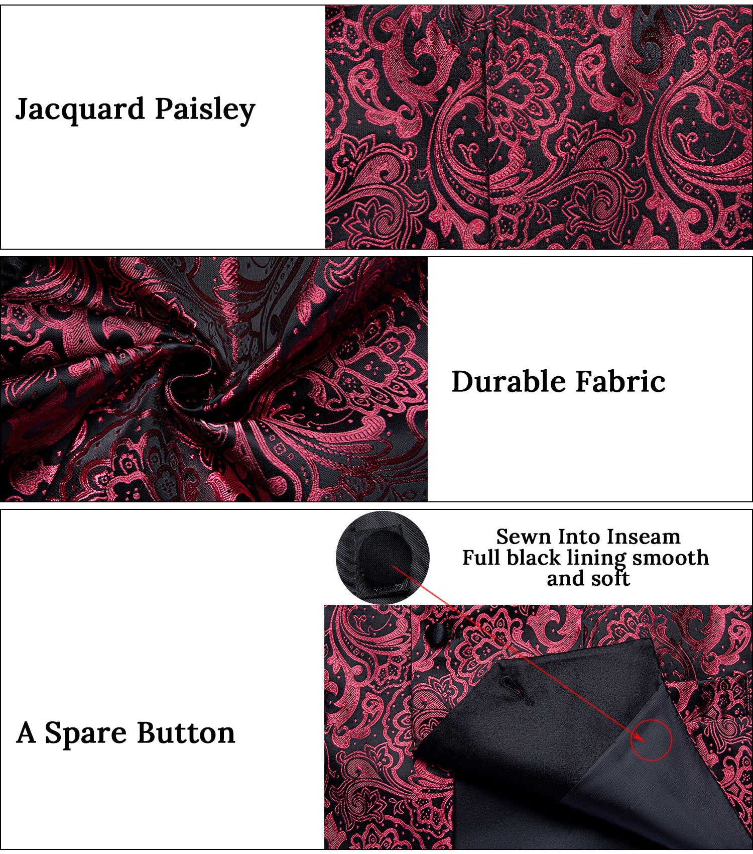 GentCrest Burgundy Floral Vest Set - Image 4