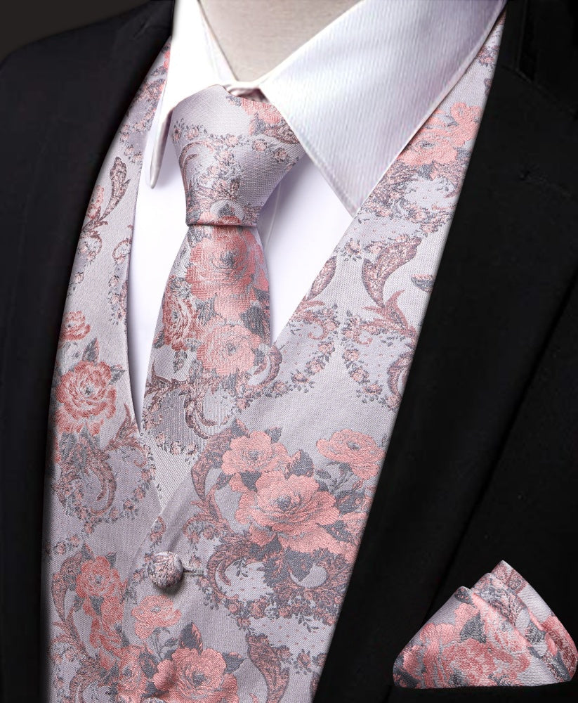 GentCrest Pink Floral Vest Set - Image 3