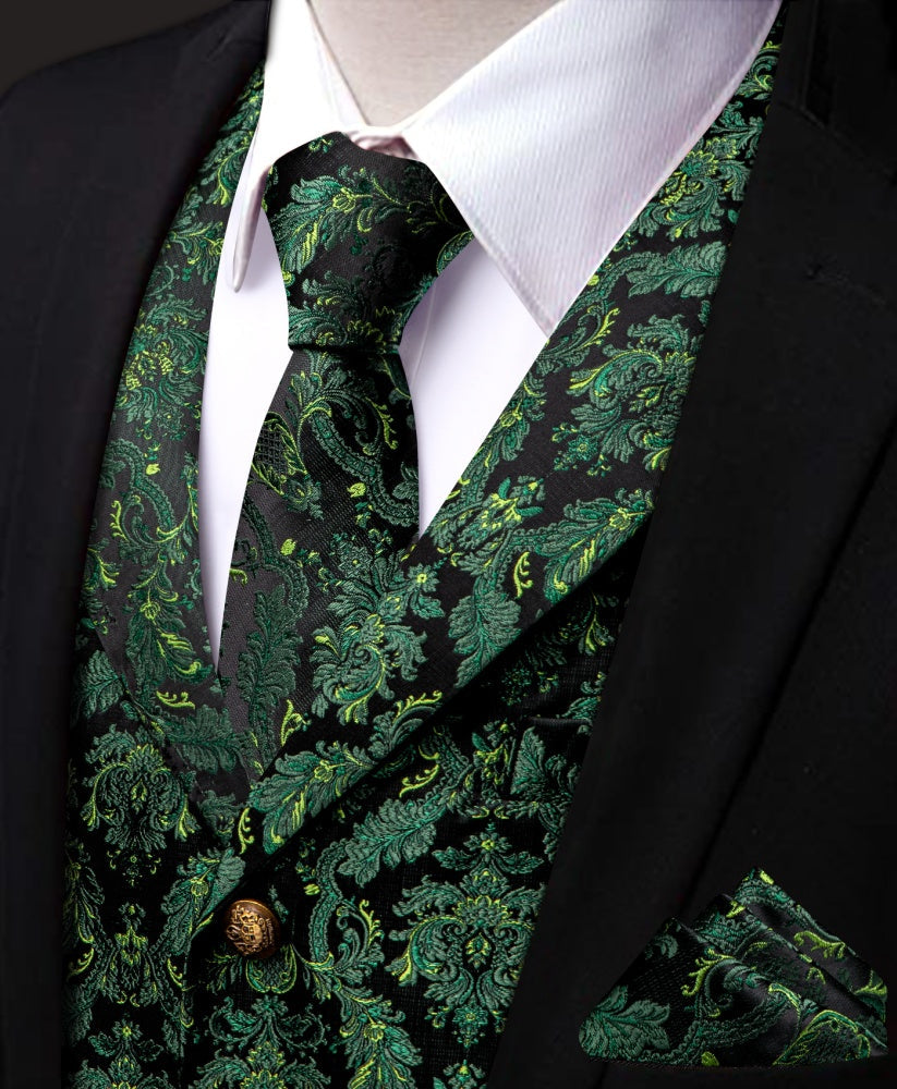 GentCrest Black Floral Vest Set - Image 3