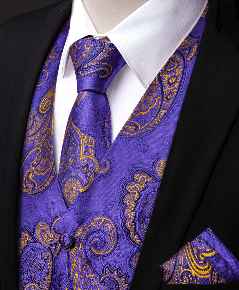 GentCrest Purple Paisley Vest Set - Image 2