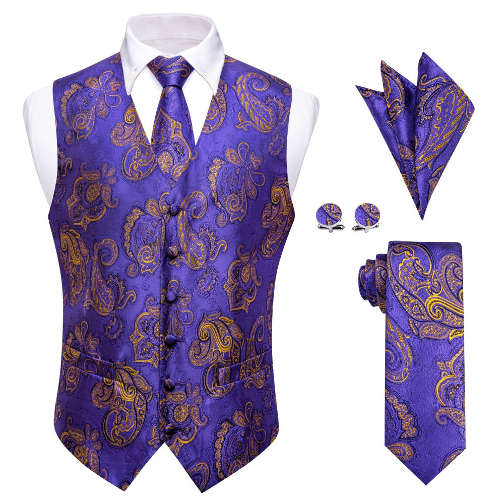GentCrest Purple Paisley Vest Set - Image 1