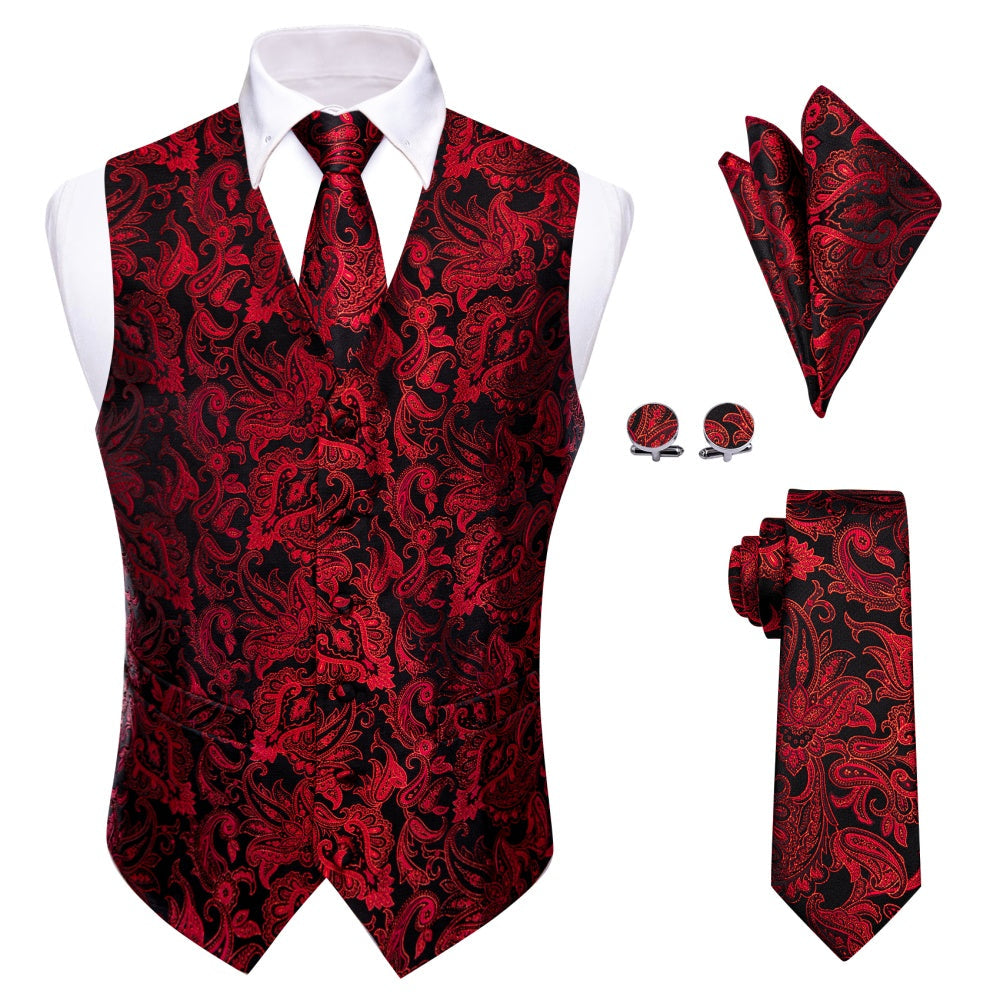 GentCrest Red Paisley Vest Set - Image 1