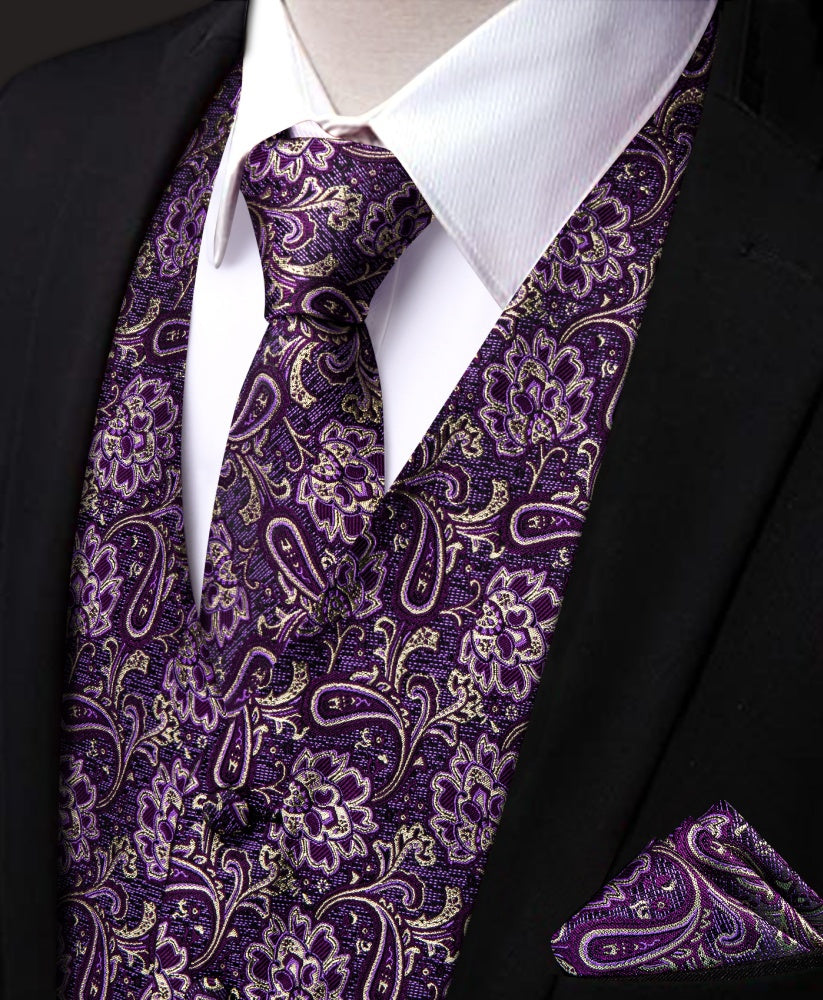 GentCrest Purple Paisley Vest Set - Image 3