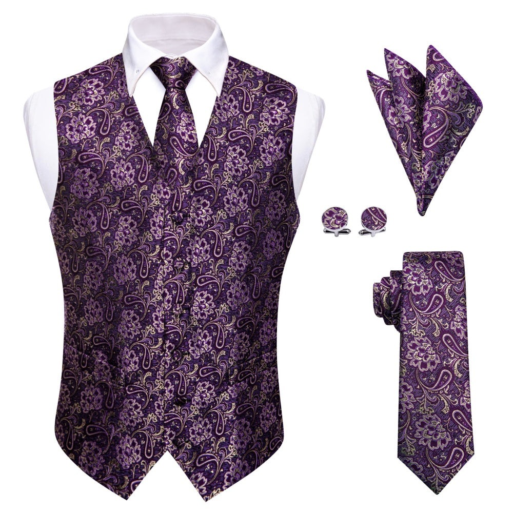 GentCrest Purple Paisley Vest Set - Image 1