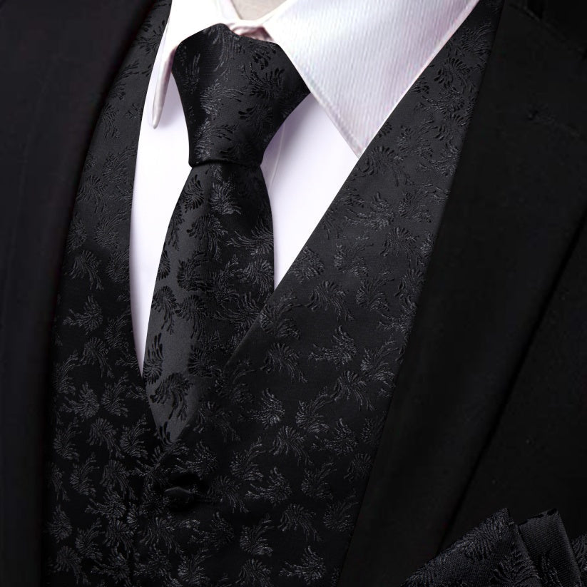 GentCrest Black Floral Vest Set - Image 1