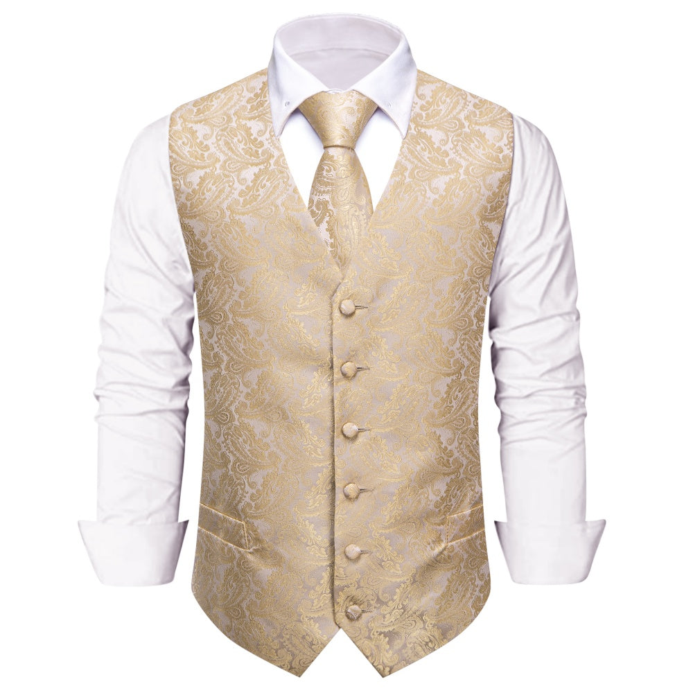GentCrest Champagne Paisley Vest Set - Image 3