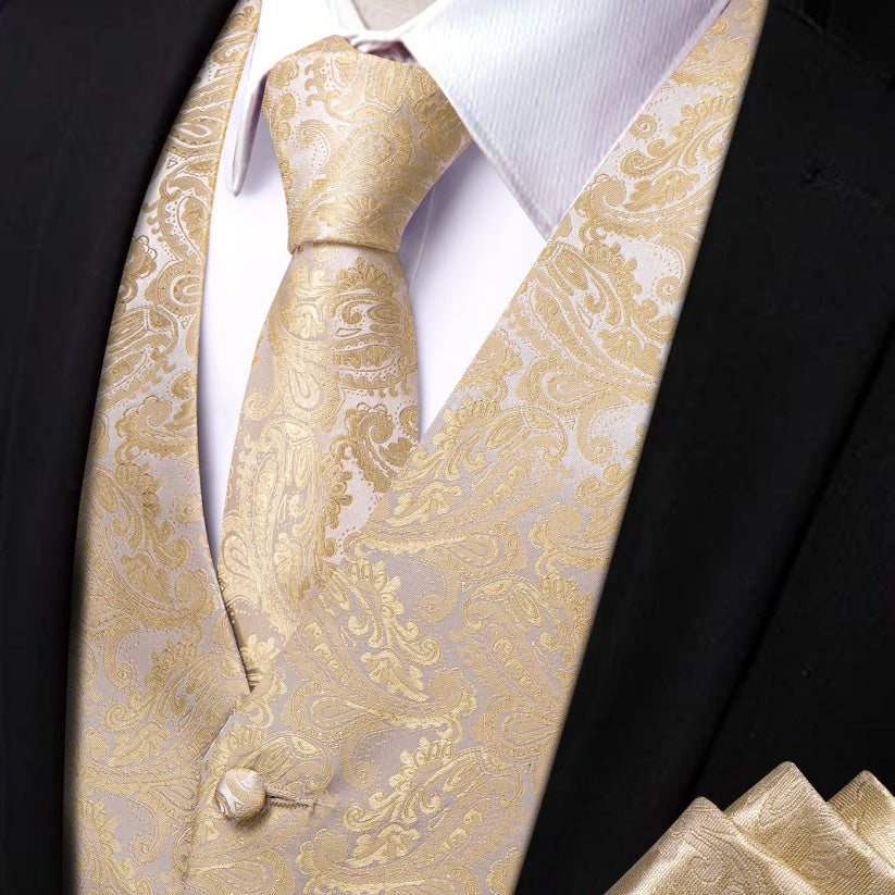 GentCrest Champagne Paisley Vest Set - Image 1