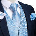 Radiant Sky Blue Paisley Vest Set - GentCrest