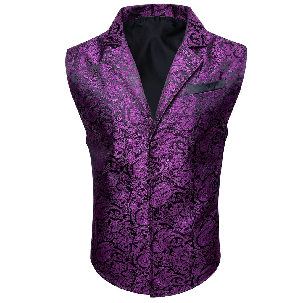 Purple and Black Paisley Vest Set - GentCrest