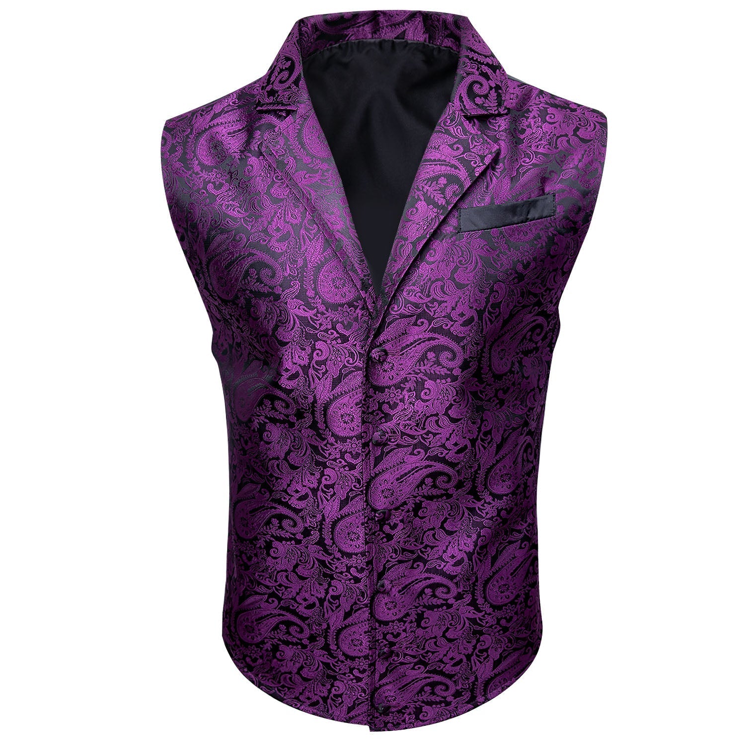 Purple and Black Paisley Vest Set - GentCrest