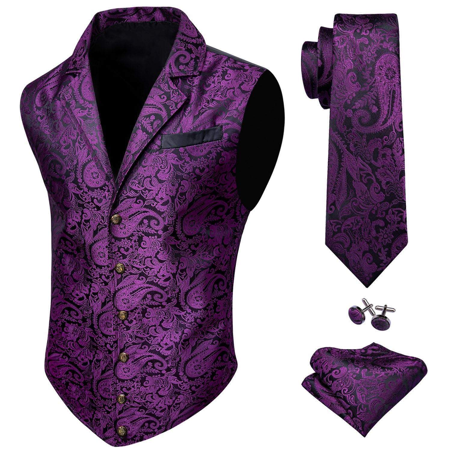 GentCrest Black Paisley Vest Set - Image 1