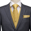 Luxury Gold Paisley Jacquard Vest Set - GentCrest