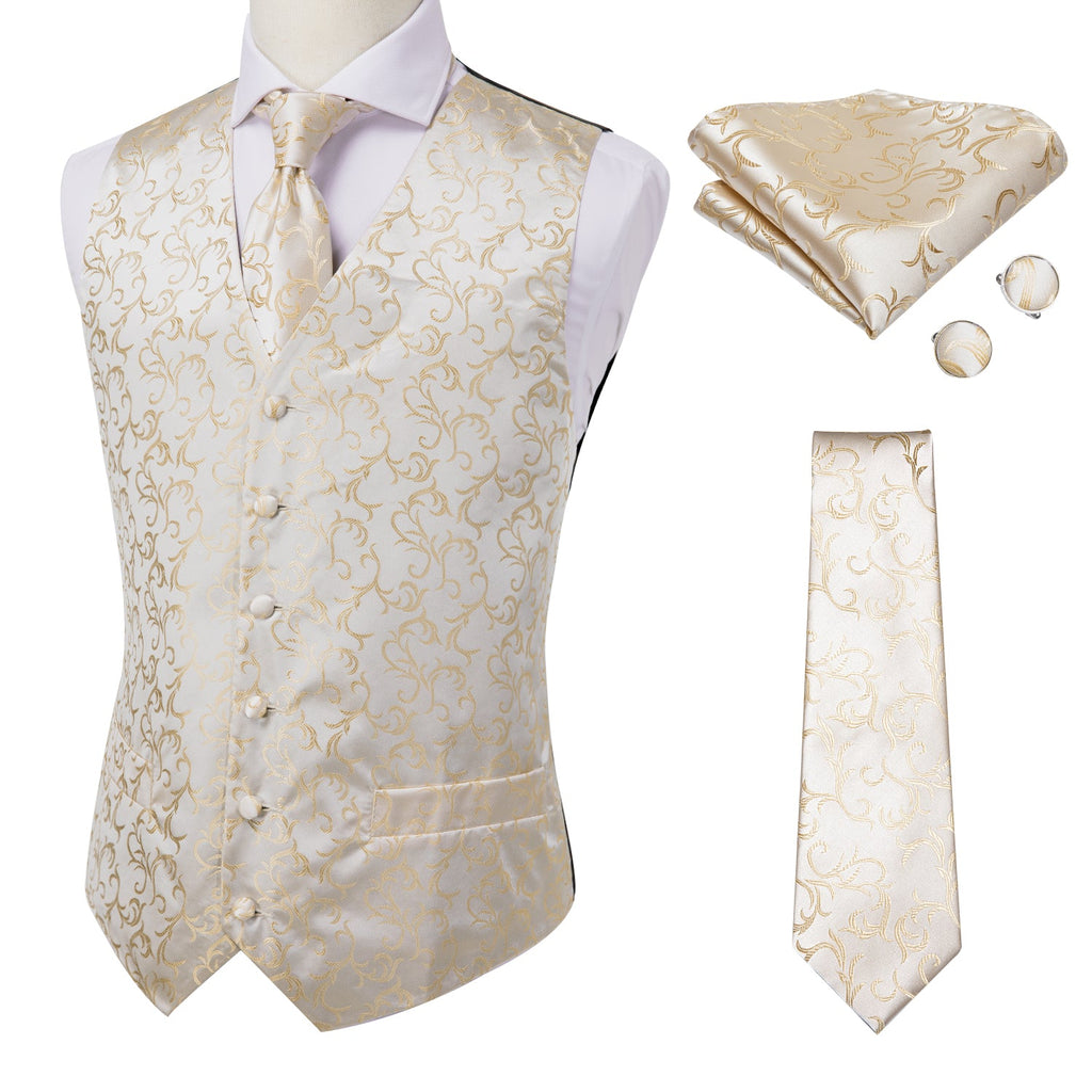 GentCrest Champagne Floral Vest Set - Image 5