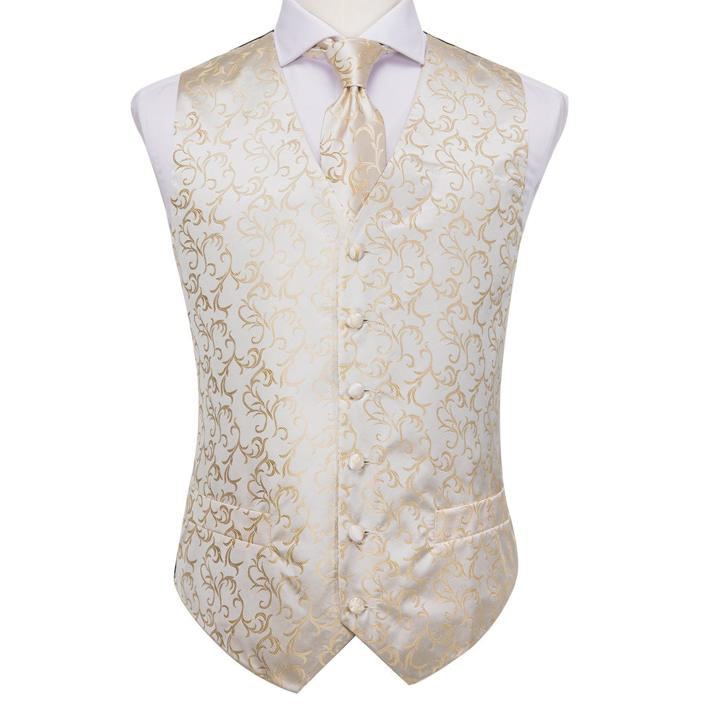 GentCrest Champagne Floral Vest Set - Image 4