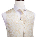 GentCrest Champagne Floral Vest Set - Image 1