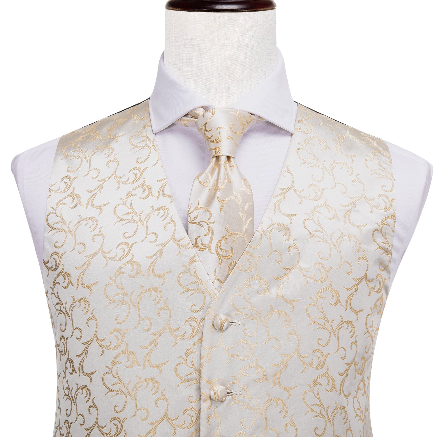 GentCrest Champagne Floral Vest Set - Image 6