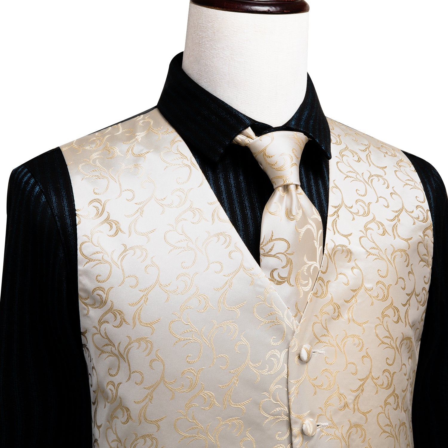 GentCrest Champagne Floral Vest Set - Image 2