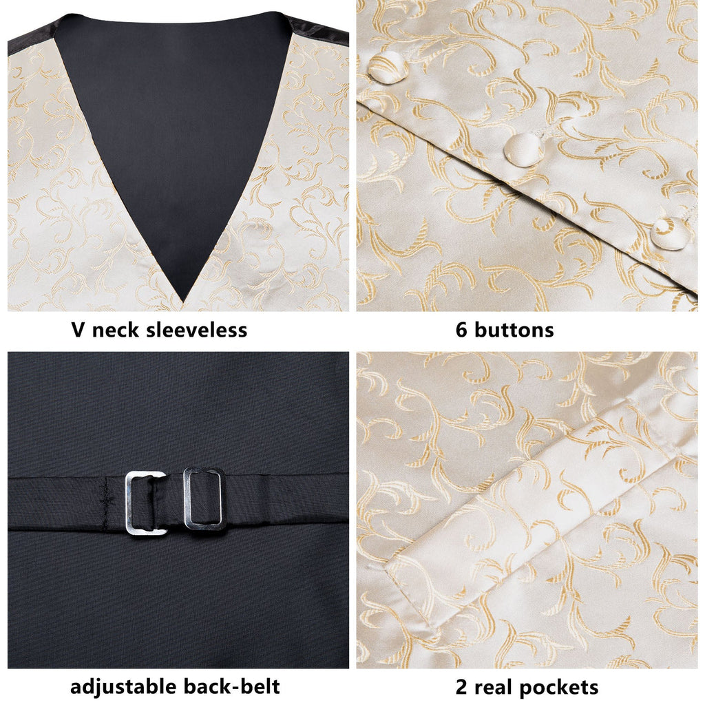 GentCrest Champagne Floral Vest Set - Image 7