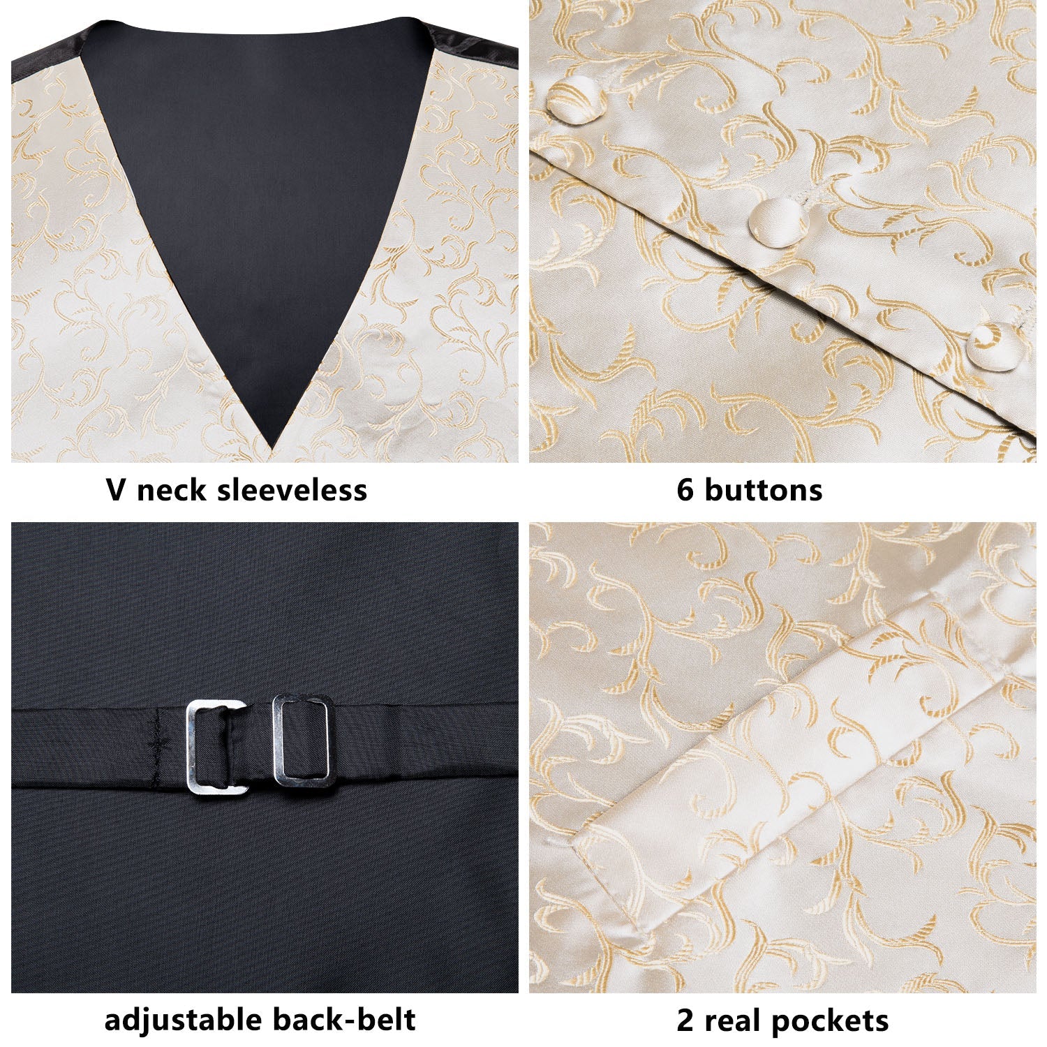 GentCrest Champagne Floral Vest Set - Image 7