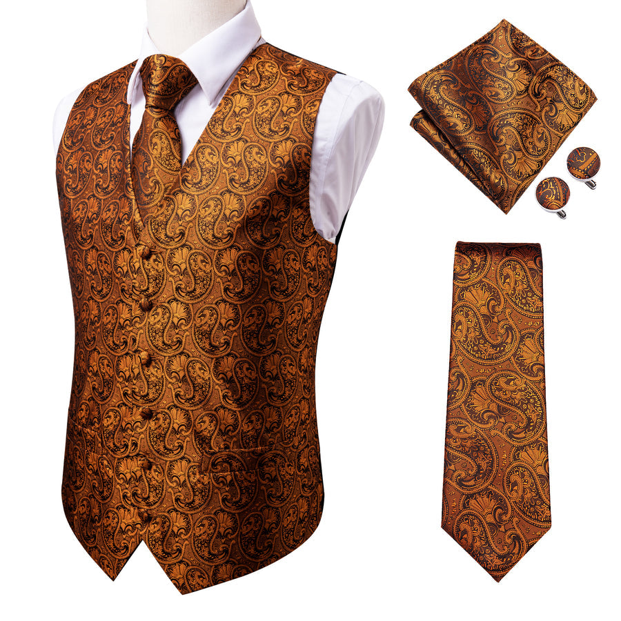 Rich Brown Paisley Vest Set - GentCrest - View 5