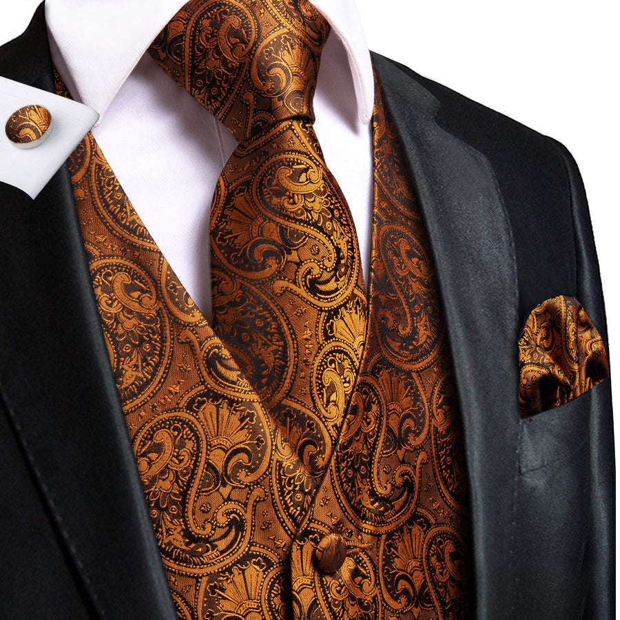 Rich Brown Paisley Vest Set - GentCrest