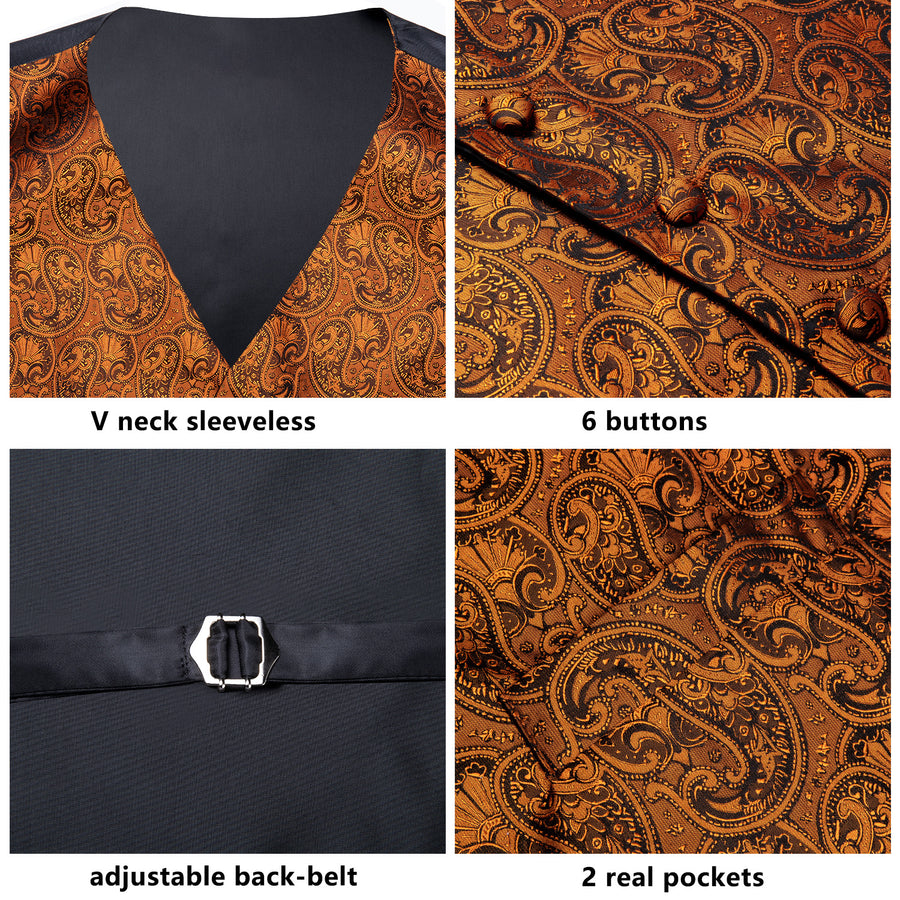 Rich Brown Paisley Vest Set - GentCrest - View 4