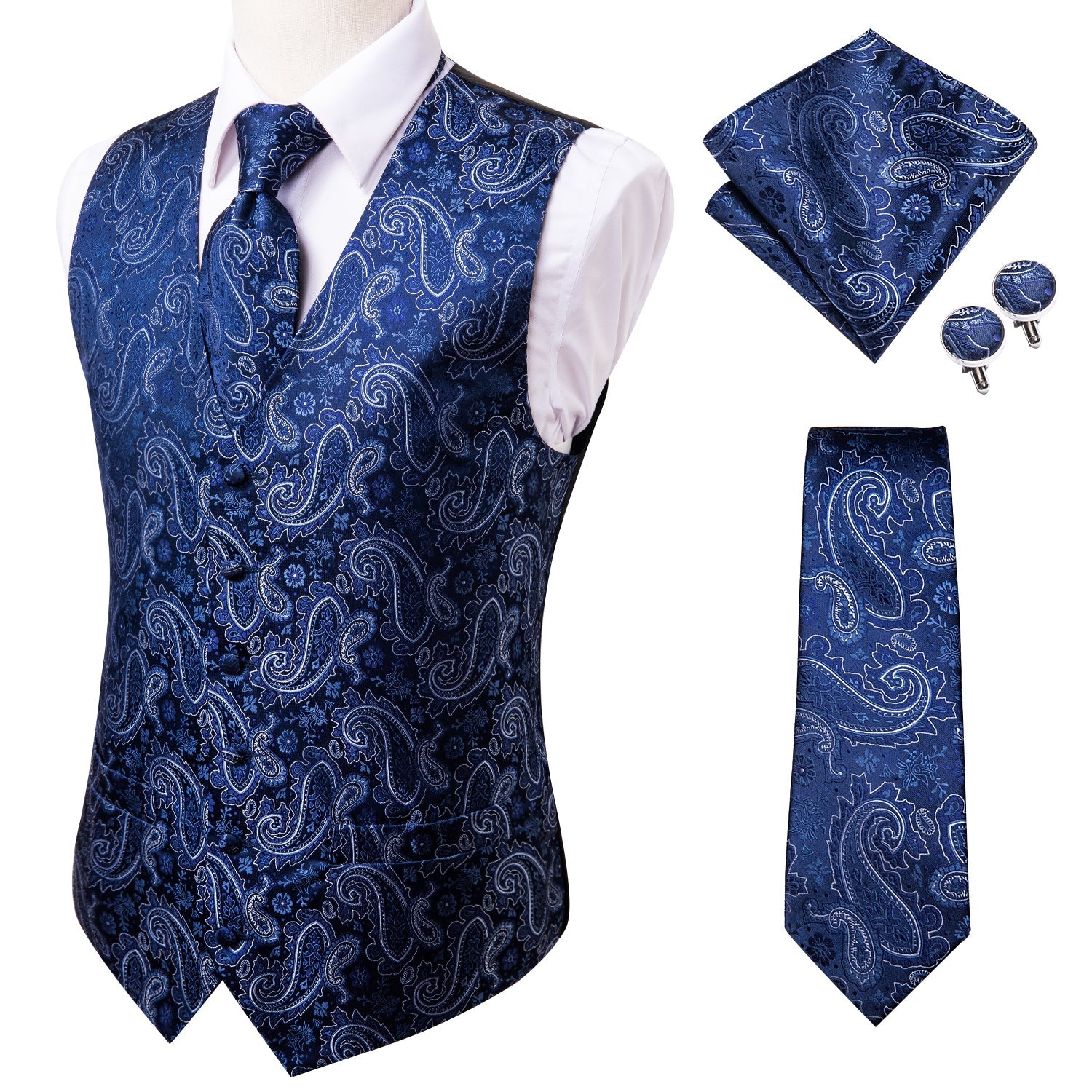GentCrest Blue Paisley Vest Set - Image 4